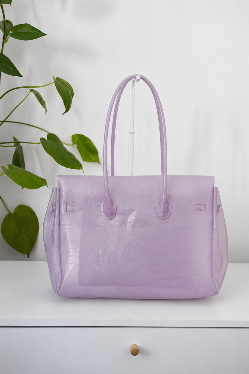 Glamgrocer Sac Jelly TPU Violet Texturé Transparent 35 cm