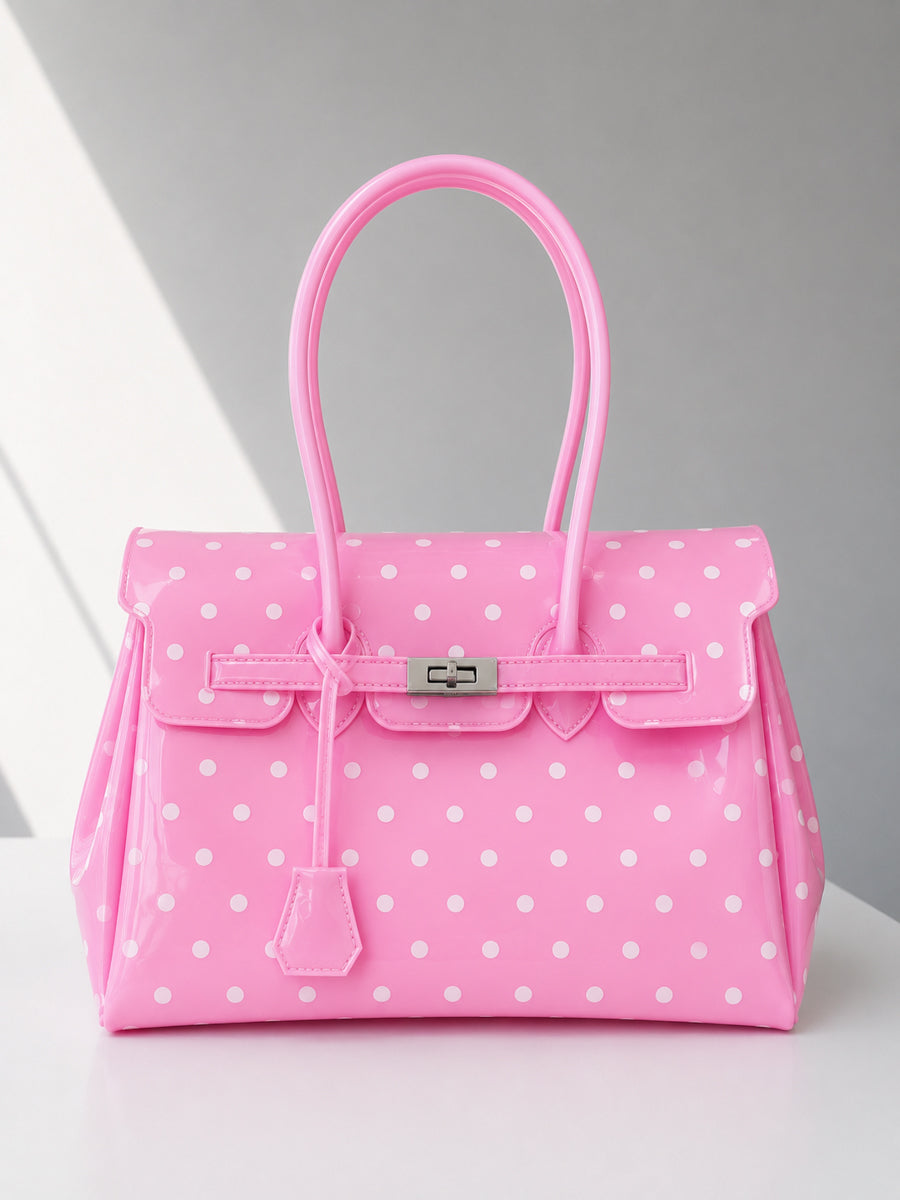 Glamgrocer Sac Jelly TPU Rose Bubble Gum Translucide à Pois 35 cm