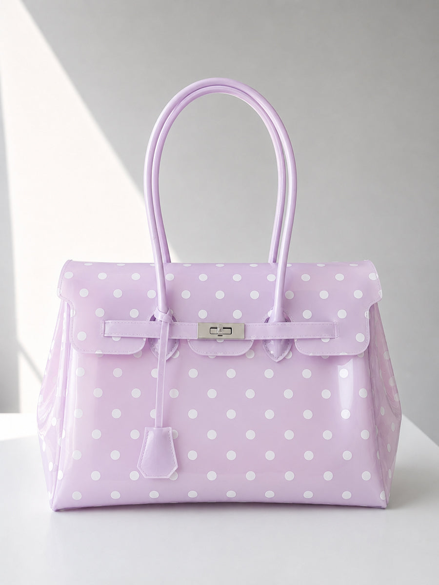 Glamgrocer Sac Jelly TPU Violet Givré Translucide à Pois 35 cm