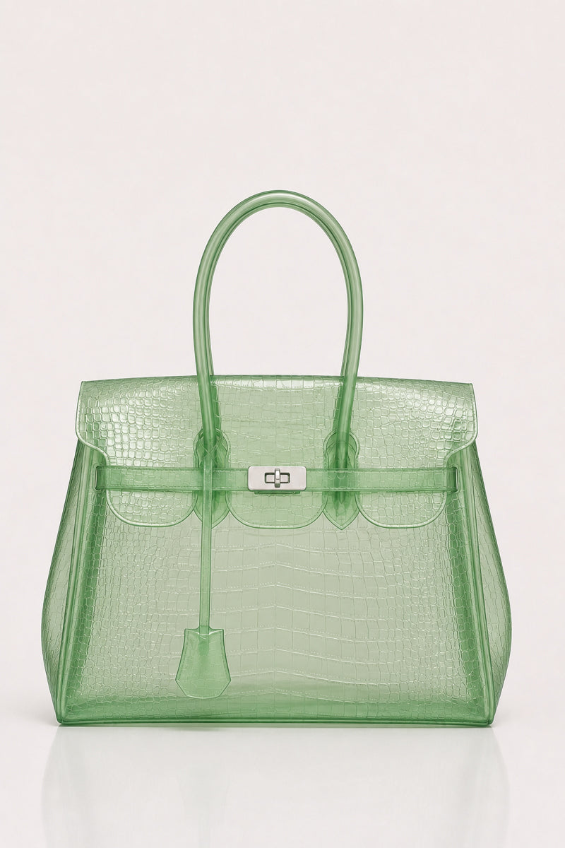 Glamgrocer Sac Jelly Croco Vert 40 cm