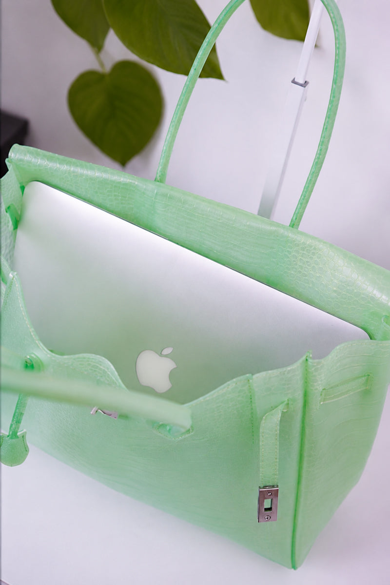 Glamgrocer Sac Jelly TPU Vert Texturé Translucide 35 cm