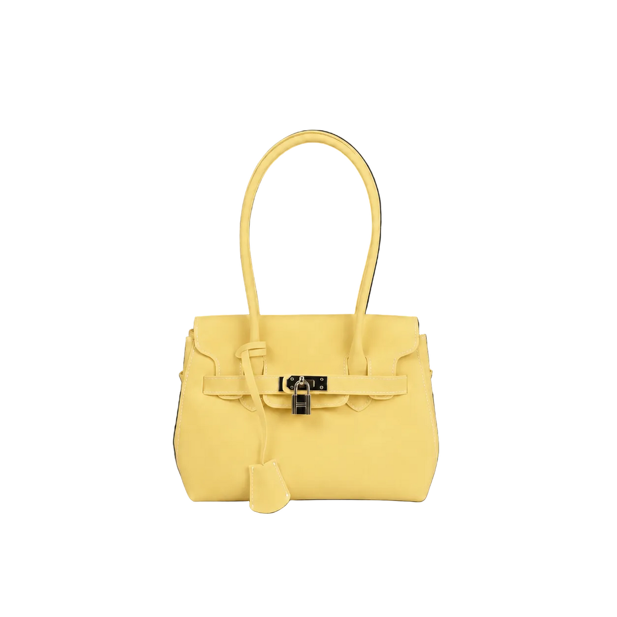 Mini Jelly Firkin Butter, petit sac à main en PVC effet gelée jaune beurre, anse rigide et fermoir cadenas