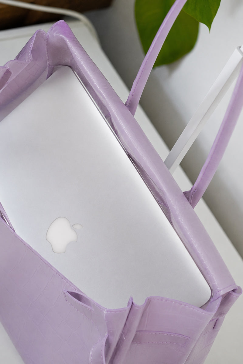 Glamgrocer Sac Jelly TPU Violet Texturé Transparent 35 cm
