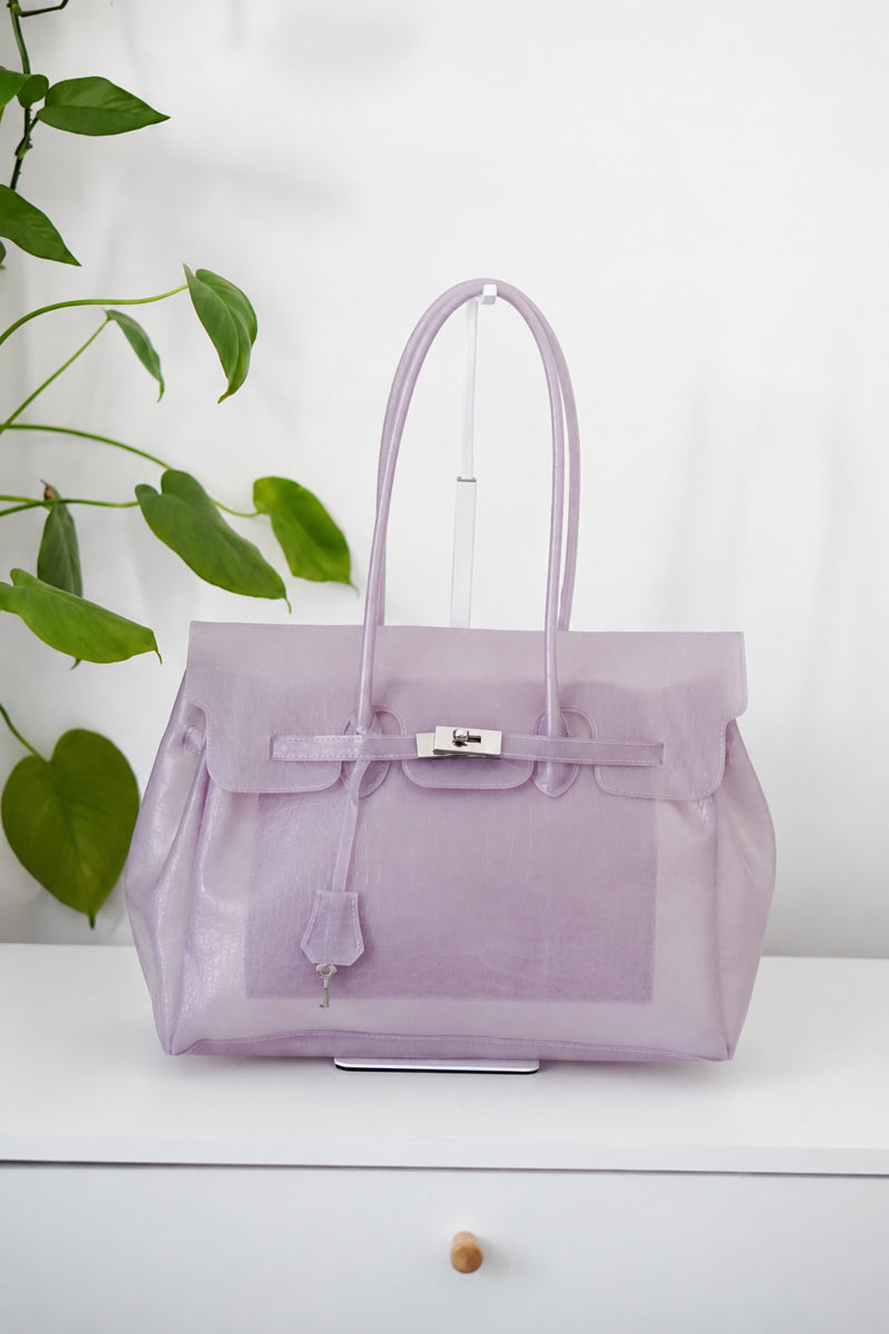 Glamgrocer Sac Jelly TPU Violet Texturé Transparent 35 cm