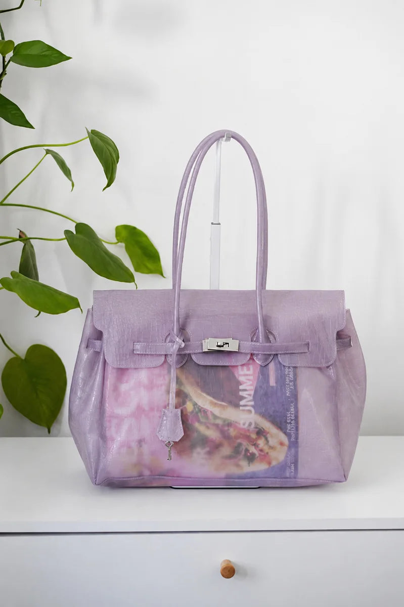 Glamgrocer Sac Jelly TPU Vert Néon Translucide 35 cm