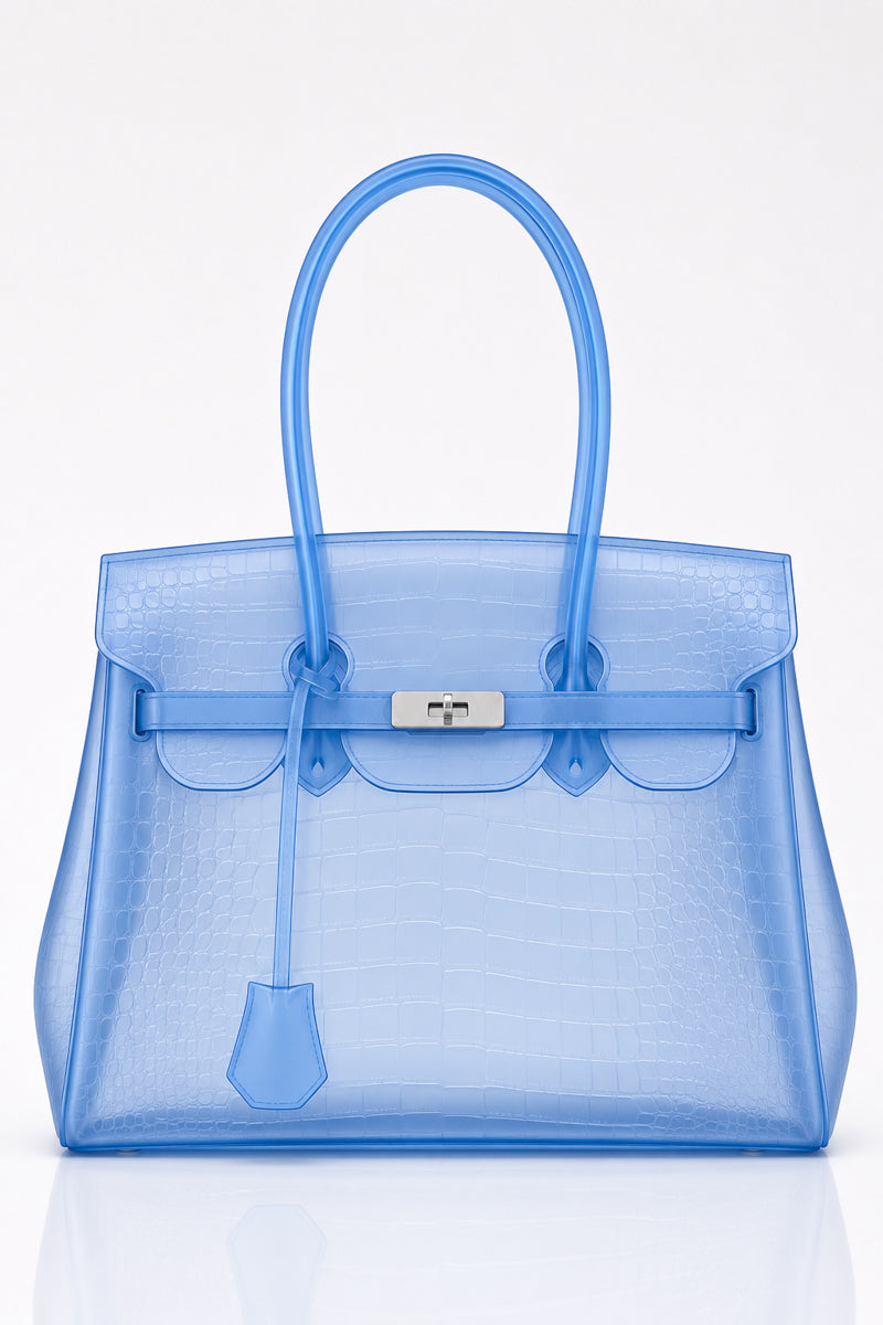 Glamgrocer Sac Jelly Croco Bleu Texturé 40 cm