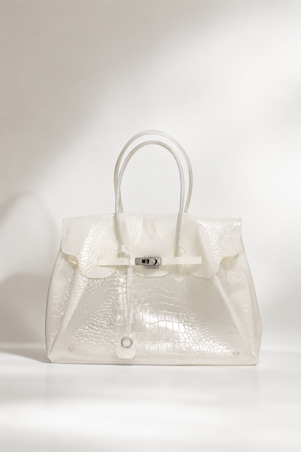 Glamgrocer Sac Jelly TPU Croco Blanc Off-White 40 cm