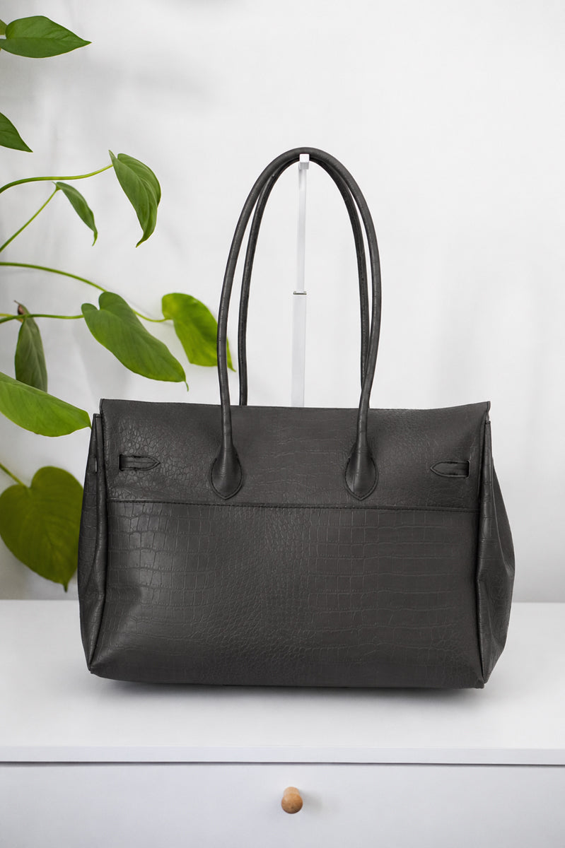 Glamgrocer Sac Jelly TPU Noir Texturé Translucide 35 cm