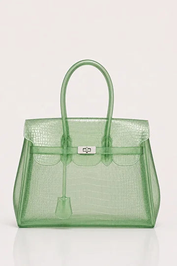 Glamgrocer Sac Jelly TPU Vert Néon Translucide 35 cm