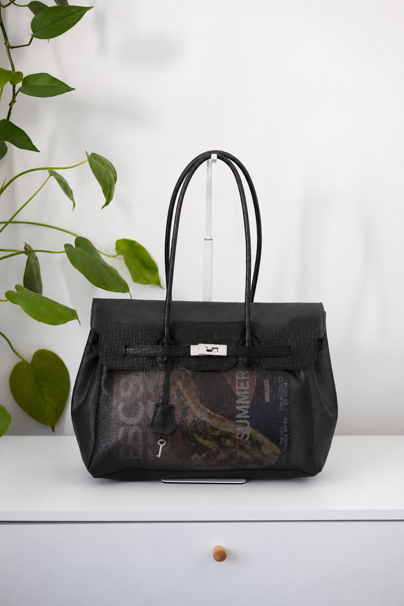 Glamgrocer Sac Jelly TPU Noir Texturé Transparent 35 cm