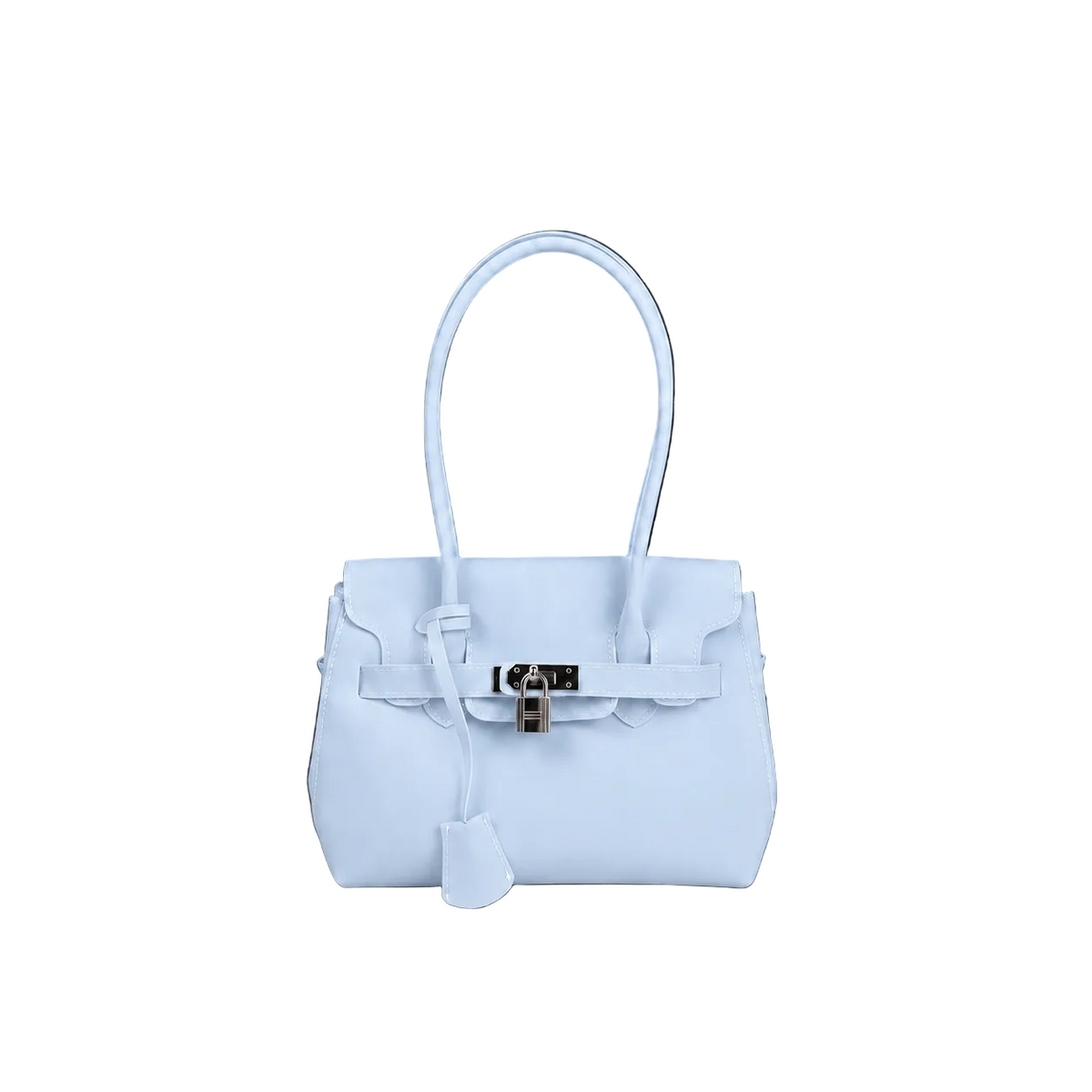 Mini Jelly Firkin Baby Blue, petit sac à main en PVC effet gelée bleu layette, anse rigide et fermoir cadenas