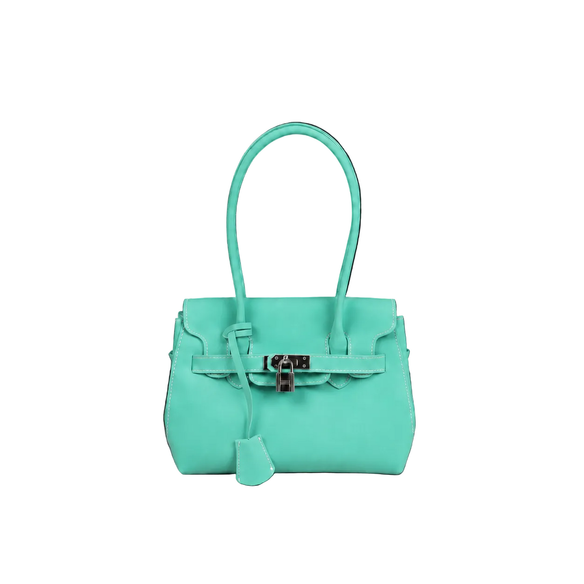 Mini Jelly Firkin Mint, petit sac à main en PVC effet gelée vert menthe, anse rigide et fermoir cadenas