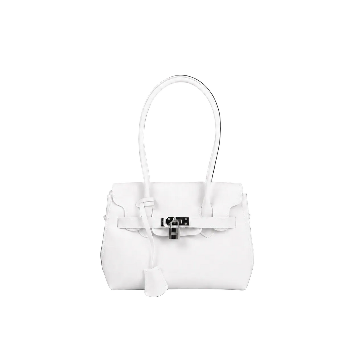 Mini Jelly Firkin Pearl, petit sac à main en PVC effet gelée blanc nacré, anse rigide et fermoir cadenas