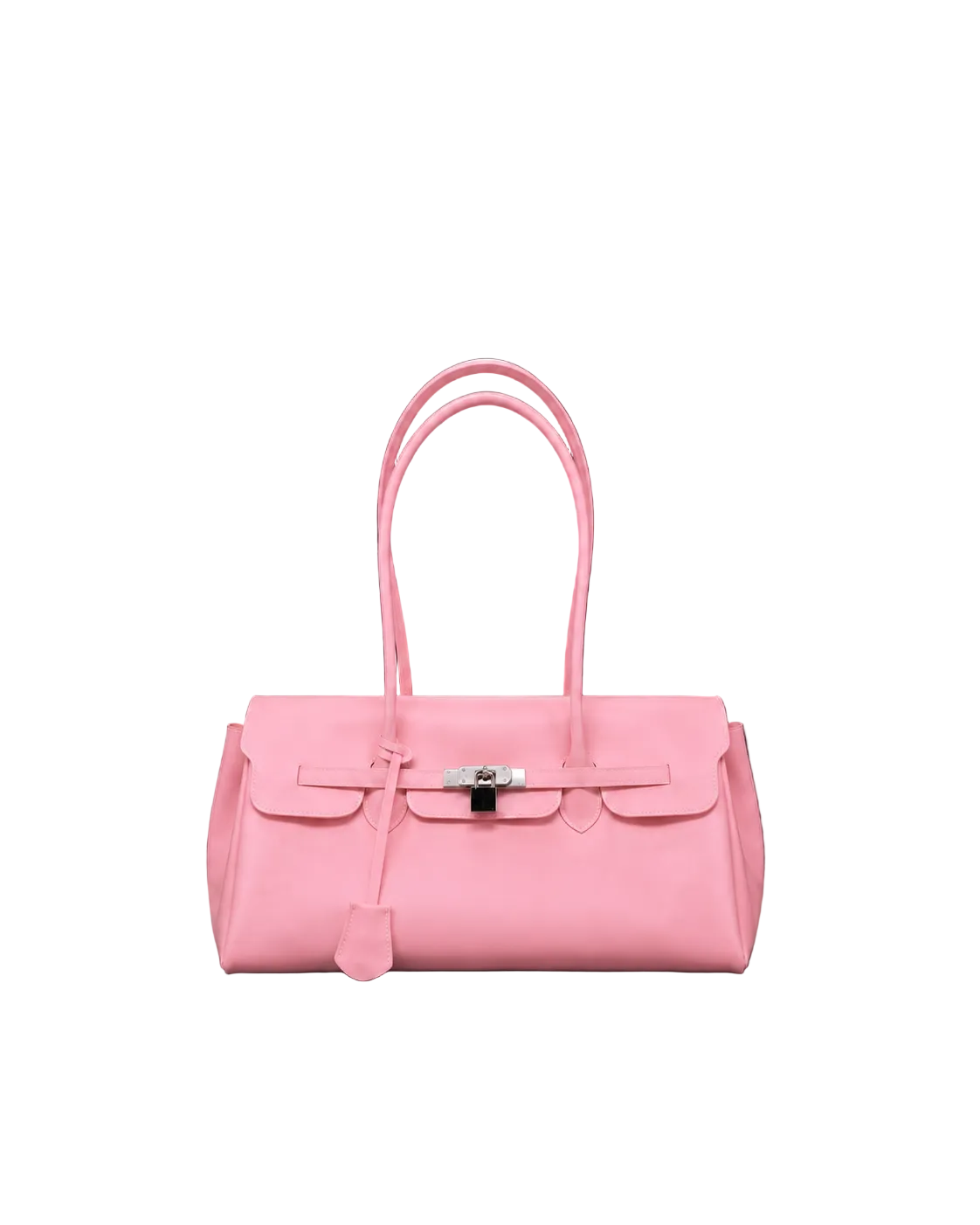 Sac Jelly Pop Blush en PVC mat rose poudré, silhouette bowling à anses longues et fermoir cadenas