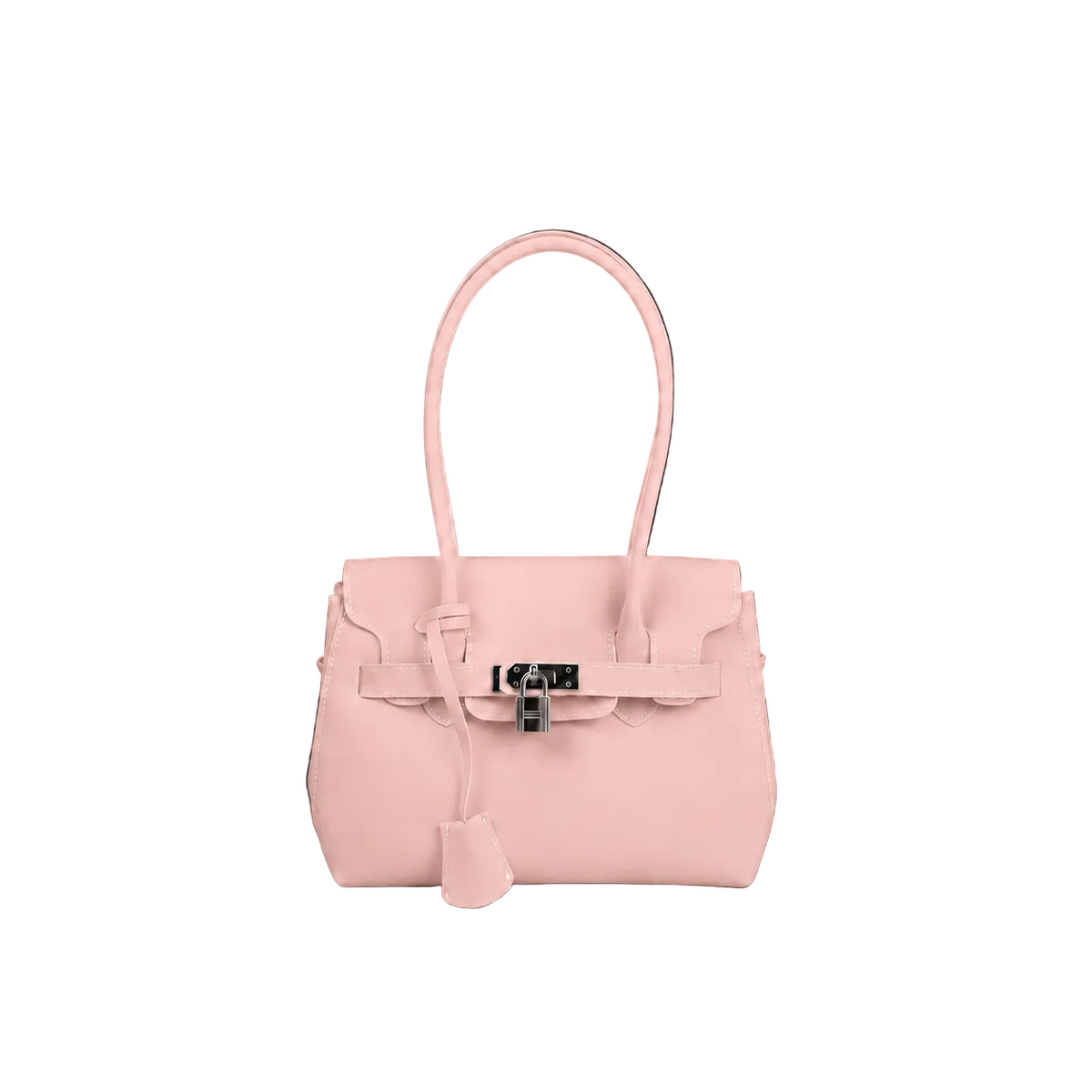 Mini Jelly Firkin Blush, petit sac à main en PVC effet gelée rose poudré, anse rigide et fermoir cadenas