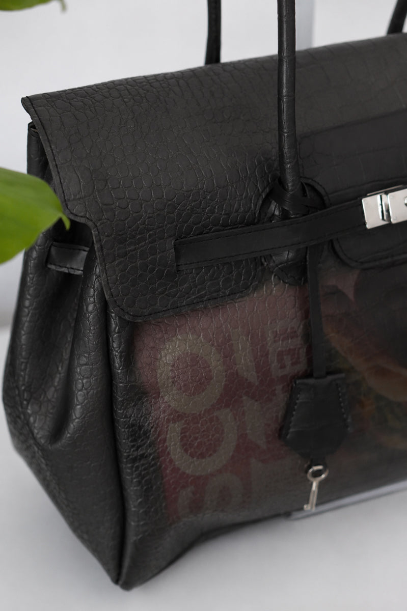 Glamgrocer Sac Jelly TPU Noir Texturé Transparent 35 cm