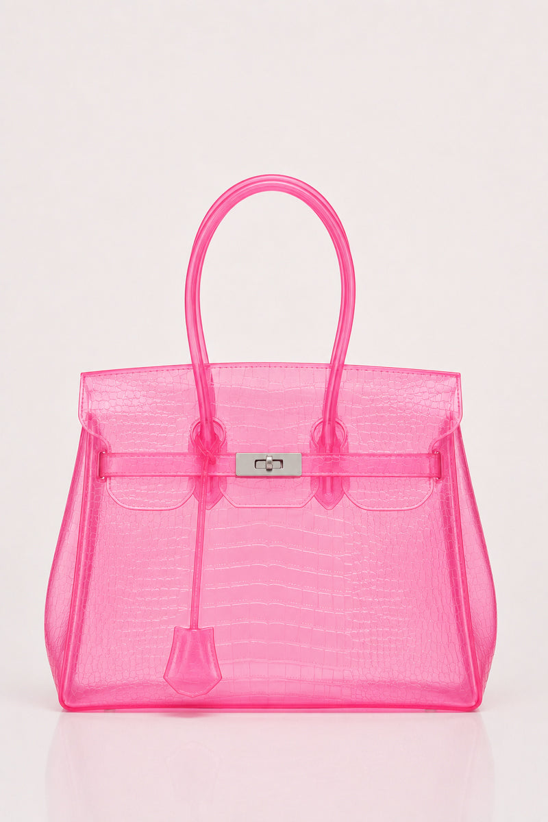 Glamgrocer Sac Jelly Croco Fuchsia 40 cm