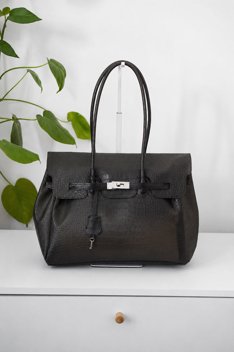 Glamgrocer Sac Jelly TPU Noir Texturé Transparent 35 cm